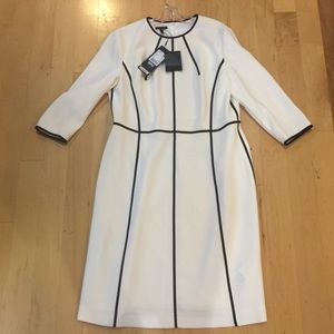 Winter white with black line dress by Escada